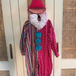Vintage Colorful Clown Costume with Hat Child Size 5/6